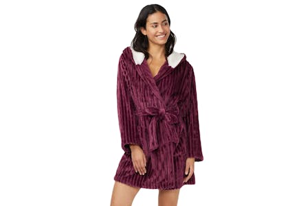 Women's Plush Hooded Wrap Robe