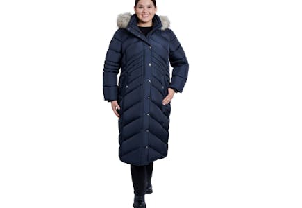 London Fog Plus-Size Faux-Fur Maxi Puffer Jacket