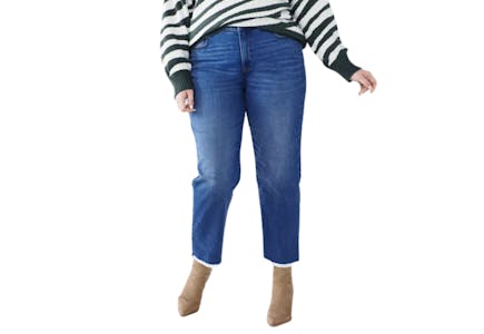 Plus Size High-Waisted Straight-Leg Crop Jeans