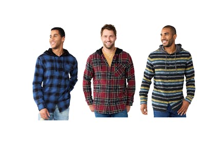 Hooded Flannel Button-Down