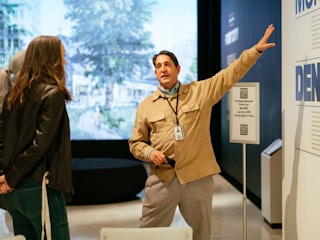 Person giving a group tour