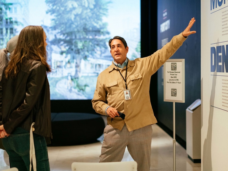 Person giving a group tour