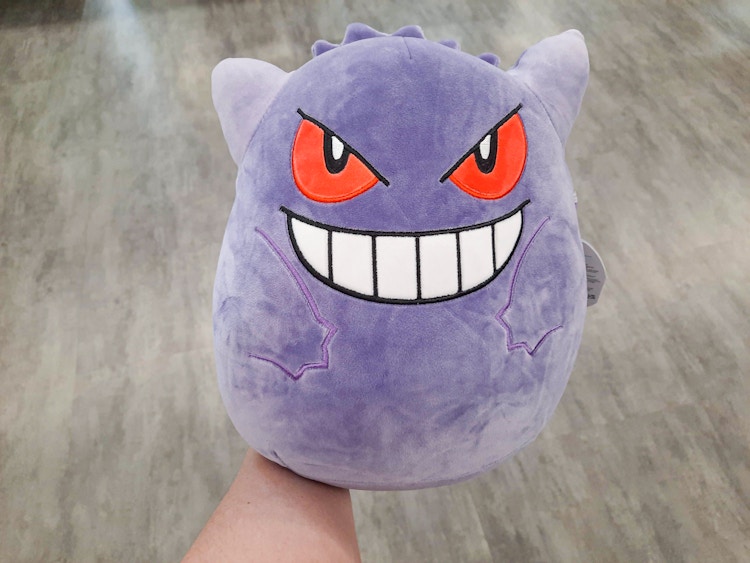 a person holding up a pokemon suishmallow