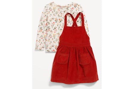 Toddlers' Corduroy Pinafore Dress & T-Shirt