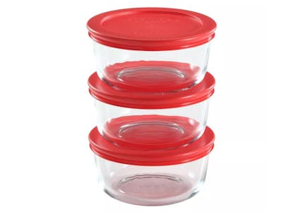2-Cup 6-Piece Round Glass Food Storage