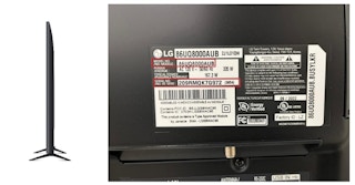 Rear of LG Smart TV with model and serial number shown