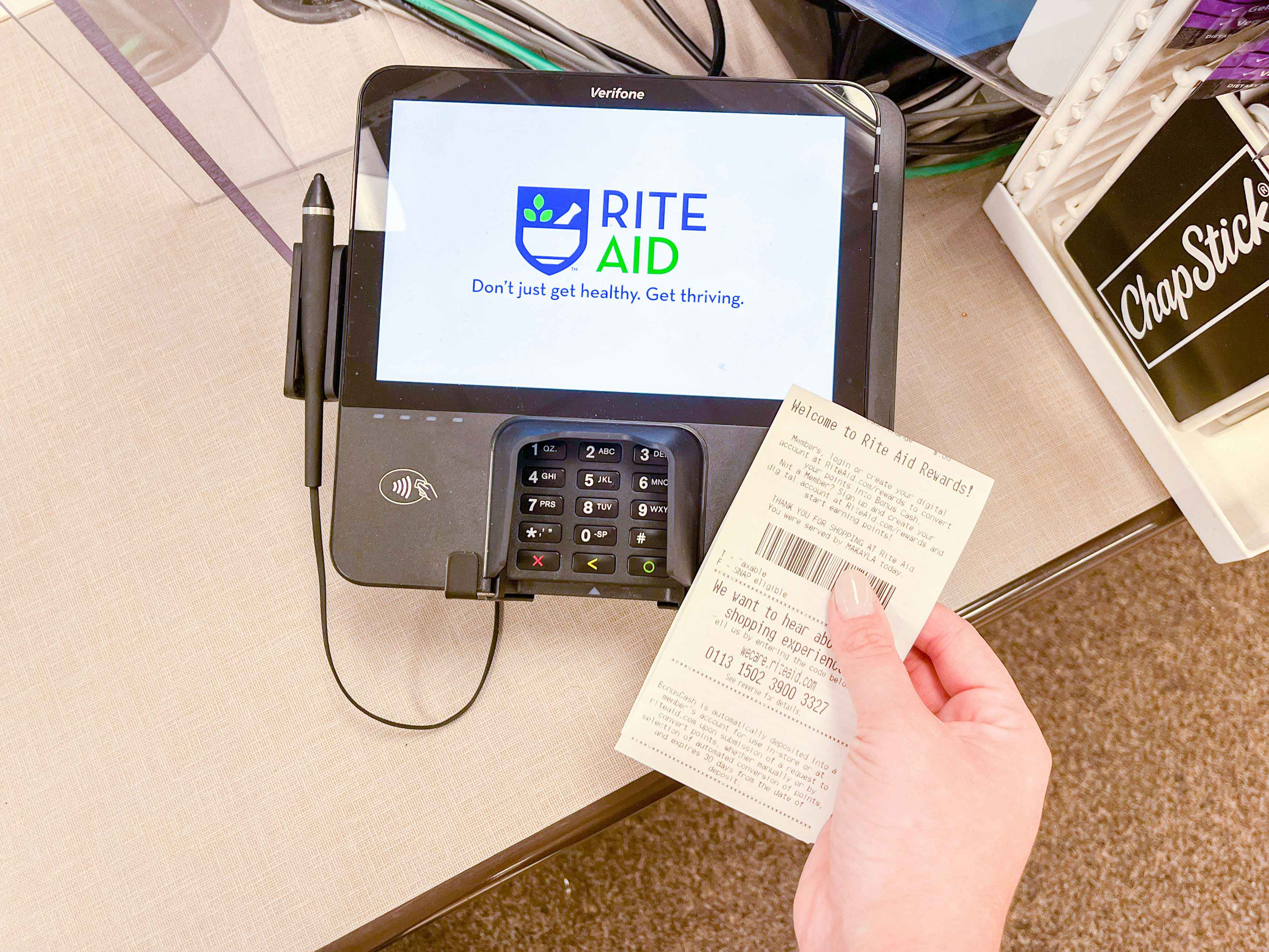 receipt with payment terminal