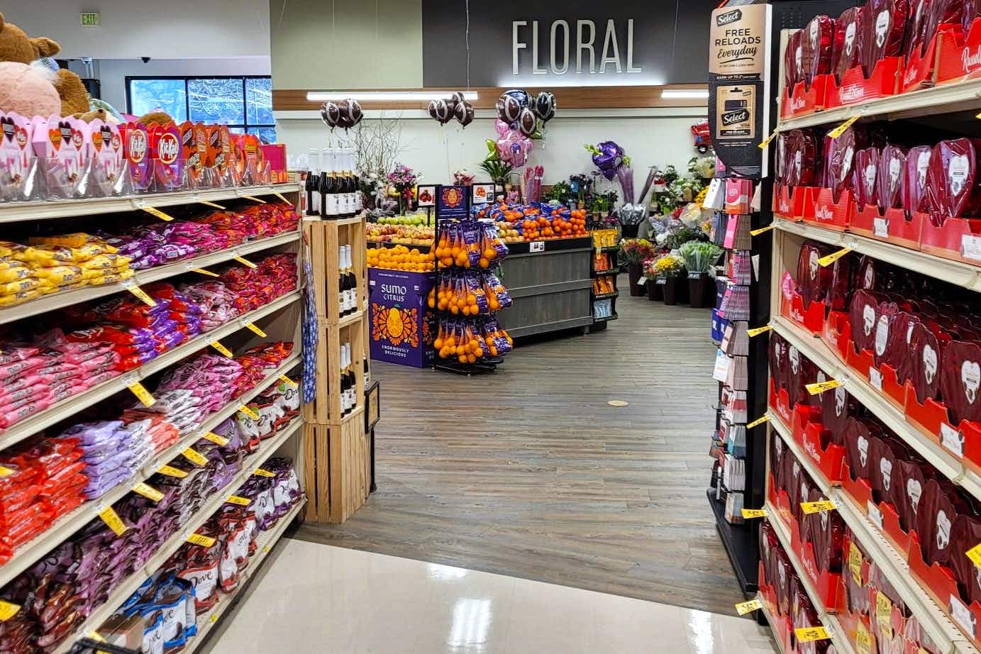A Valentine's Day display at Safeway