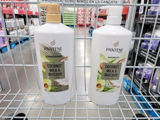 pantene shampoo and conditioner in a cart