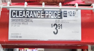 clearance sign for cereal
