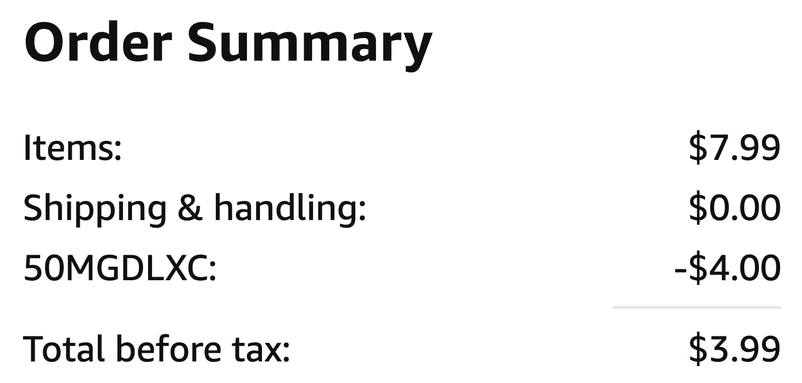 amazon order summary showing total and savings