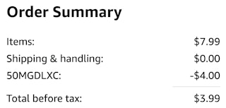 amazon order summary showing total and savings