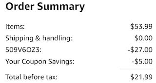 amazon promo code deal order summary