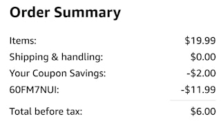 amazon promo code order summary