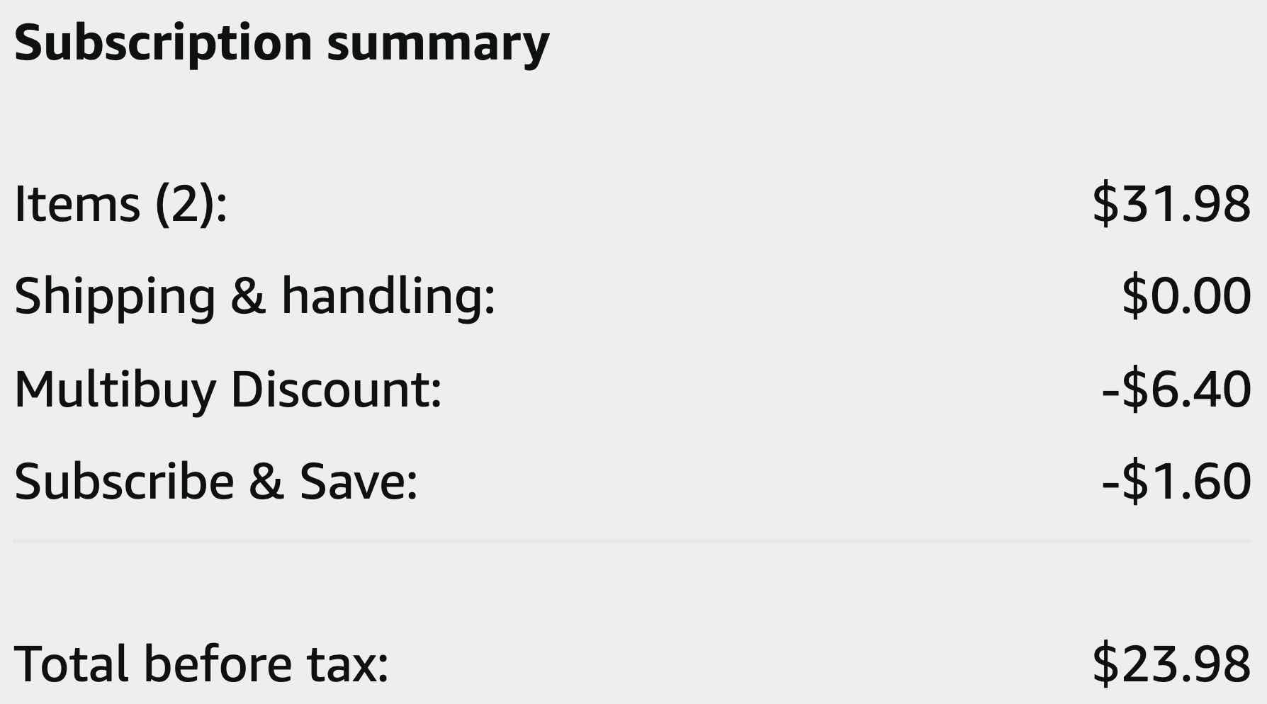 amazon order summary showing savings and total