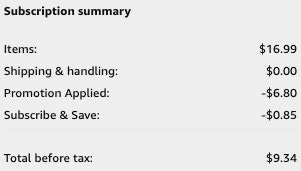 screenshot of S&S and final price