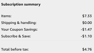 screenshot of s&s and final price