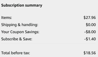 screenshot showing s&s + coupon and final price