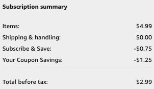 screenshot showing coupon and final price