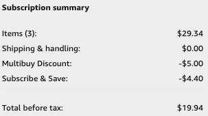 screenshot of promo discount and final price