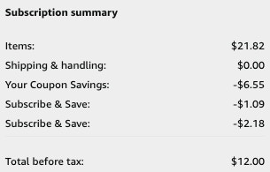 screenshot of coupon and final price