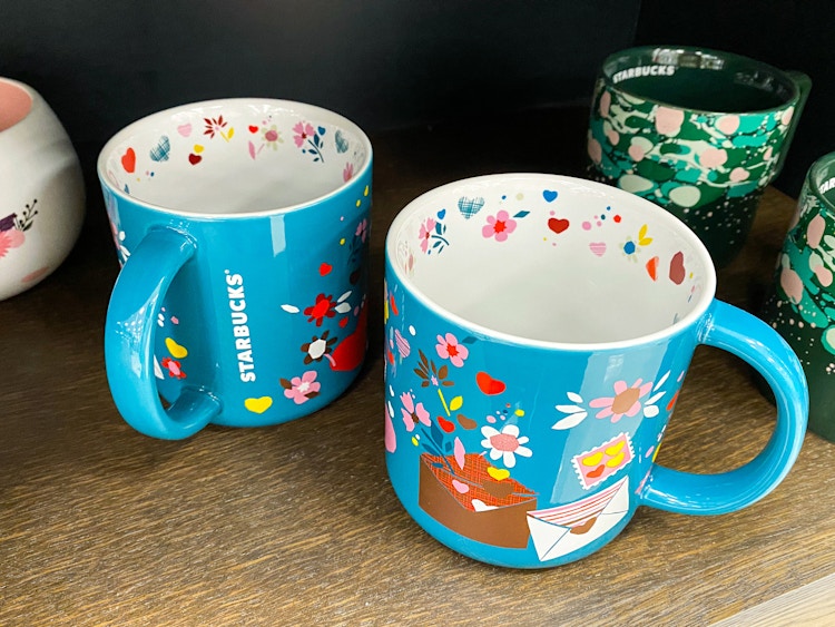 starbucks valentines day cup blue ceramic confetti 14 ounce mugs