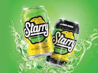 Starry soda cans in both the regular and zero calorie versions.