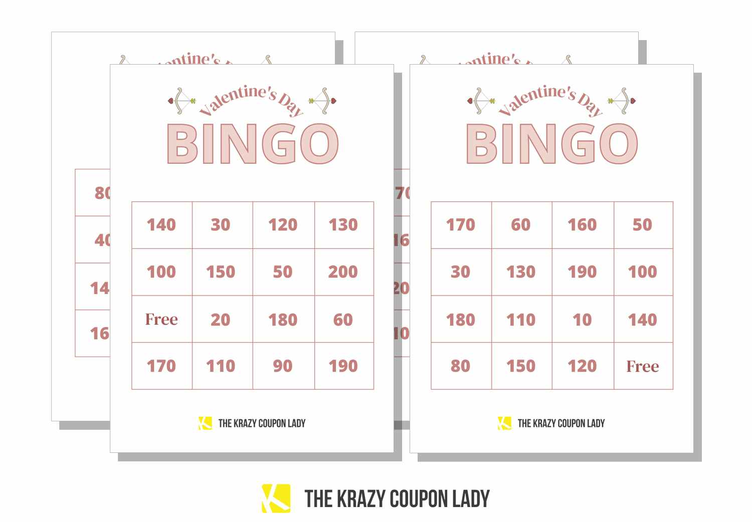 valentines day bingo cards with numbers