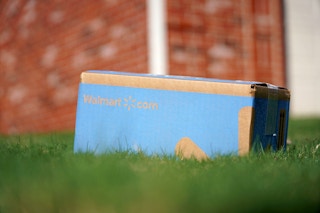 walmart package sitting in grass