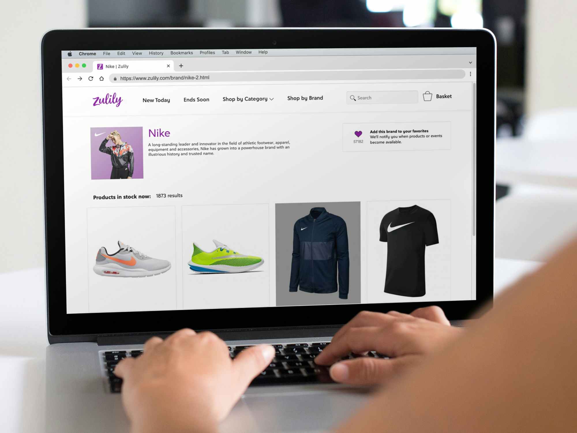 person browsing nike shoes on zulily website