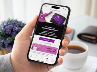 Someone looking at the Zulily credit card information page on their phone