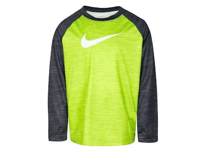 Nike Kids' Long-Sleeve Green & Gray Shirt