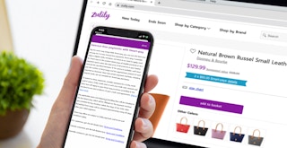 person shopping at zulily and looking at smart pay options on iphone