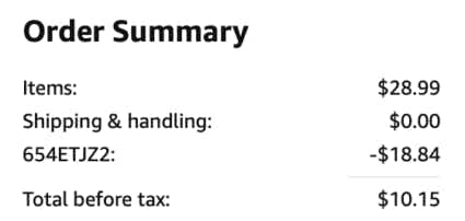 A screenshot of the total