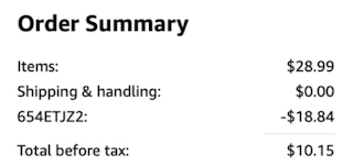 A screenshot of the total