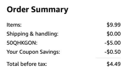 A screenshot of the total