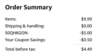 A screenshot of the total