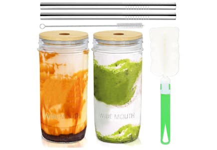 Glass Smoothie Cup Set