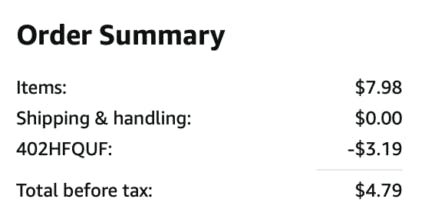 A screenshot of the total