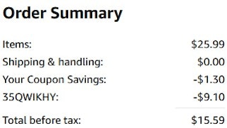 An Amazon order summary ending in $15.59.