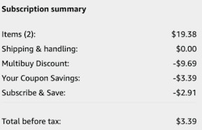 A screenshot of the total