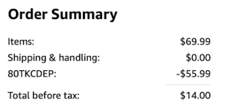 A screenshot of the total