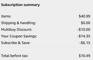 A screenshot of the total