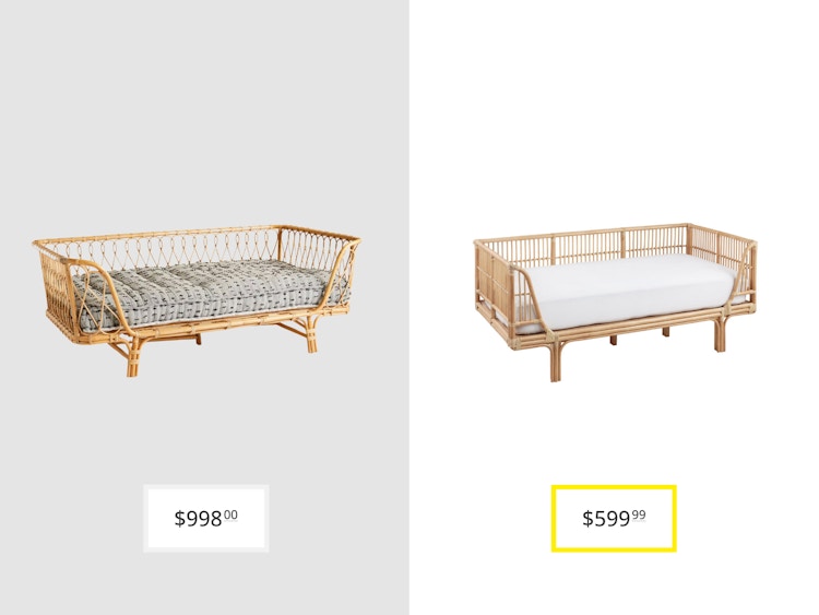 price comparison graphic with anthropologie venus rattan daybed and world market honey rattan daybed