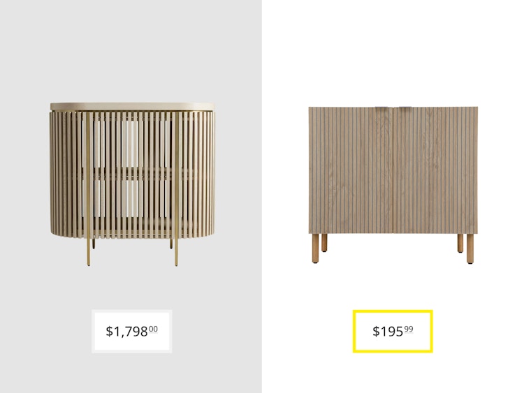 price comparison graphic with anthropologie everett slatted bar cabinet and sango merk accent cabinet