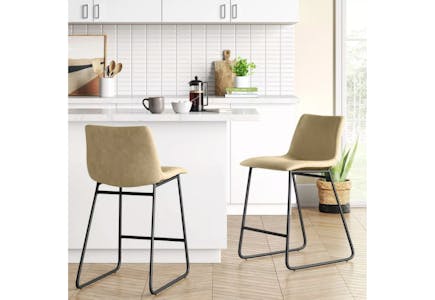 Faux Leather Counter Height Barstool