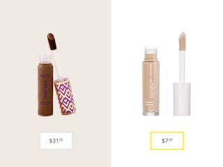 tarte shape tape and e.l.f. camo concealer price comparison graphic