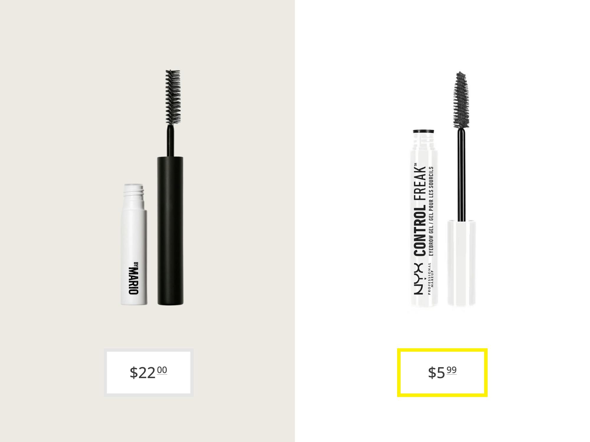 makeup by mario master hold brow gel and nyx control freak eyebrow gel price comparison graphic