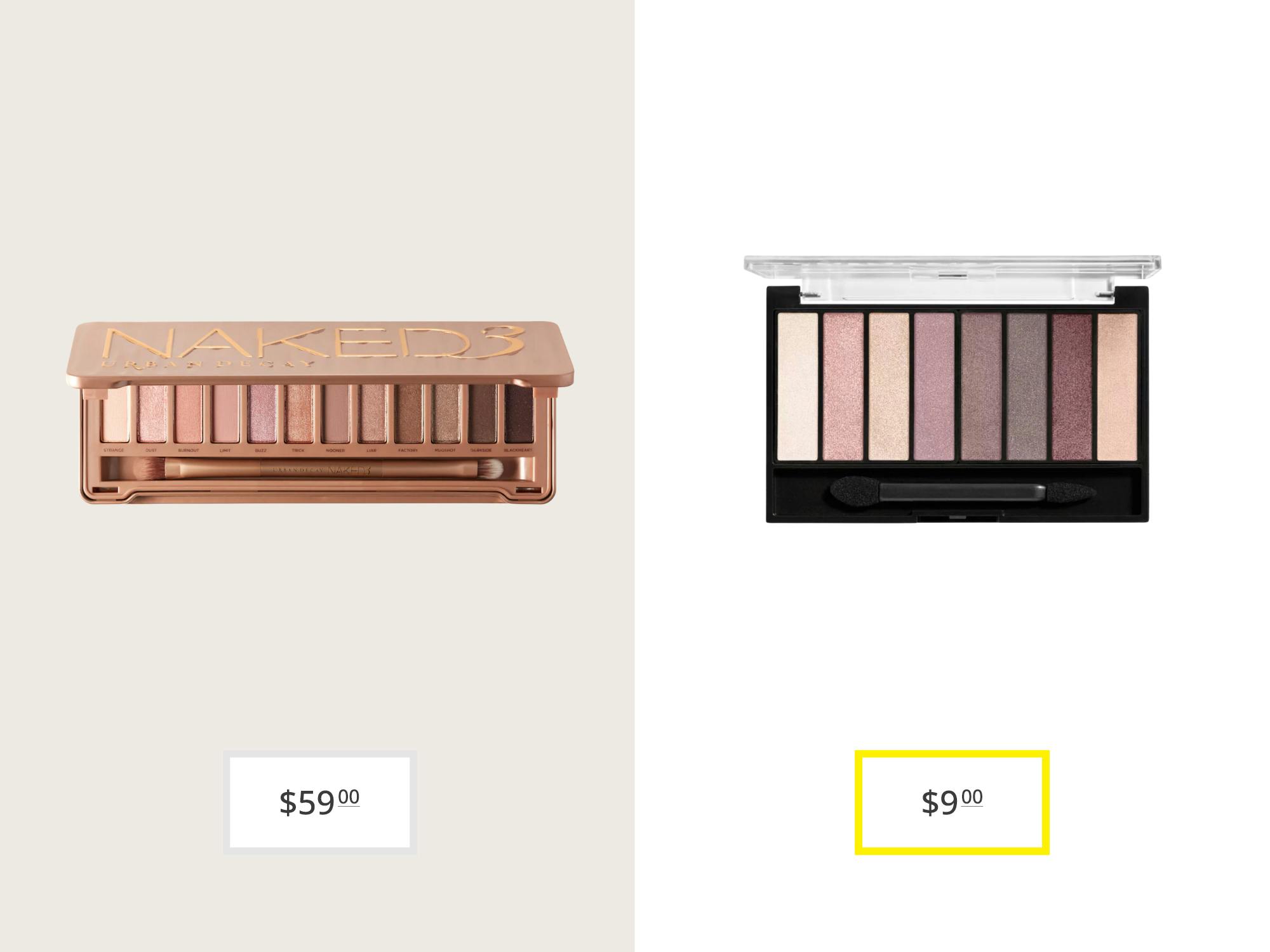 urban decay naked three palette eyeshado and covergirl trunaked eyeshadow palette price comparison graphic