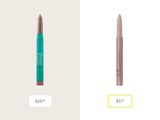 thrive cosmetics brillian eye brightener and e.l.f. cosmetics no budge shadow stick price comparison graphic